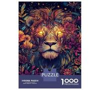 Rompecabezas para Adolescentes De 1000 Piezas Royal Lion & Floral Majesty Rompecabezas para Adultos Juegos Relajantes Análisis Y Lógica Difícil Y Desafiante 38x26cm/1000pcs