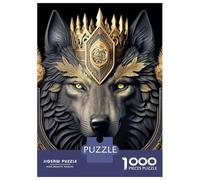 Rompecabezas para Adolescentes De 1000 Piezas Royal Wolf Golden Art Deco Rompecabezas para Adultos Juguetes De Bricolaje Una Obra De Arte Diversión En Casa Actividades, 38x26cm/1000pcs