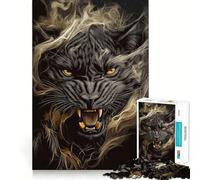 Rompecabezas para Adolescentes de 1000 Piezas Rugido de la Pantera Negra,Arte de Borde Exacto,Juego de Concentración,Regalo,Juego para Momentos Acogedores,Arte de Escena Navideña 38x26cm
