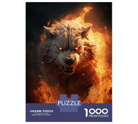 Rompecabezas para Adolescentes De 1000 Piezas Running Wolf Evil Fire Rompecabezas para Adultos Juguetes Antiestrés Regalo De Cumpleaños para Cumpleaños, Navidad 70x50cm/1000pcs