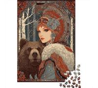Rompecabezas para Adolescentes De 1000 Piezas Russian Folklore Bear and Beauty Rompecabezas para Adultos Juegos Relajantes Decoración Perfecta Cumpleaños Y Navidad 38x26cm/1000pcs