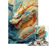 Rompecabezas para Adolescentes de 1000 Piezas Ryujin Rey de los Dragones Blancos Rompecabezas de precisión para Adolescentes Difícil y desafiante Juego de ingenio para Toda la Familia 50x75cm