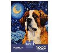 Rompecabezas para Adolescentes De 1000 Piezas Saint Bernard Starry Night Rompecabezas para Adultos Juegos Relajantes Regalos para Mujeres Ayuda A Ejercitar El Cerebro 38x26cm/1000pcs