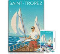 Rompecabezas para Adolescentes de 1000 Piezas: Saint-Tropez, póster de Viaje en velero, impresión artística, análisis de Juegos prácticos y lógica, Regalo de cumpleaños (50x75cm)
