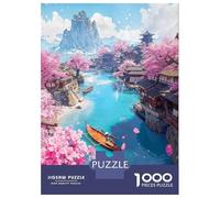 Rompecabezas para Adolescentes De 1000 Piezas Sakura Fishing Village Rompecabezas para Adultos Juguetes DIY Pero Divertidos Y Humorísticos Regalos De Cumpleaños Y Únicos 52x38cm/1000pcs