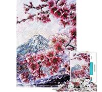 Rompecabezas para Adolescentes de 1000 Piezas Sakura Spring at Mount Fuji Rompecabezas para Adolescentes Cada Pieza es única Regalo Ideal para cumpleaños y Ocasiones Especiales 50x75cm