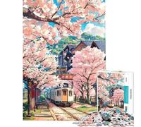 Rompecabezas para Adolescentes de 1000 Piezas Sakura Station Rompecabezas para Adultos Juego práctico para la diversión Familiar Difícil y desafiante (tamaño 38x26cm)
