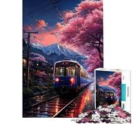 Rompecabezas para Adolescentes de 1000 Piezas Sakura Sunset Express Rompecabezas para Adultos Juego práctico decoración de Pared Regalo Ideal para Toda la Familia (tamaño 38x26cm)