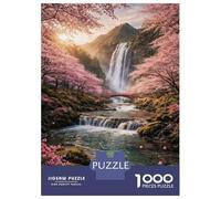 Rompecabezas para Adolescentes De 1000 Piezas Sakura Waterfall Landscape Rompecabezas para Adultos Juegos Relajantes Desafío Difícil Cumpleaños Y Navidad 52x38cm/1000pcs