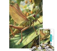 Rompecabezas para Adolescentes de 1000 Piezas Saltamontes Verde sobre una Hoja Ideal para cumpleaños y Navidad Juguete Educativo antiestrés Apto para Mayores de 14 años 50x75cm