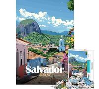 Rompecabezas para Adolescentes de 1000 Piezas Salvador Brasil Paisaje Urbano Juego práctico Regalo de cumpleaños Ideal para Toda la Familia (tamaño 38x26cm)