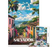 Rompecabezas para Adolescentes de 1000 Piezas Salvador Brasil Paisaje Urbano Juegos relajantes para la diversión Familiar Juguetes antiestrés Gran Regalo para los Amantes de los Videojuegos (38x26cm)