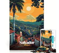 Rompecabezas para Adolescentes de 1000 Piezas Salvador,Brasil Póster de Viaje Juego de Ajuste preciso Juego de ingenio Ocio Diversión Arte (38x26cm)