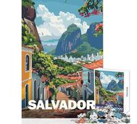 Rompecabezas para Adolescentes de 1000 Piezas Salvador Brasil Póster de Viaje Rompecabezas de 1000 Piezas Juego de ingenio Regalos de Amigo Invisible Actividades Familiares (38x52cm)