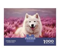 Rompecabezas para Adolescentes De 1000 Piezas Samoyed and Heather Rompecabezas Juegos Familiares Decoración Perfecta Cumpleaños Y Navidad 52x38cm/1000pcs