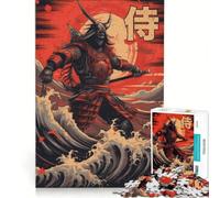 Rompecabezas para Adolescentes de 1000 Piezas Samurai de Las Olas del mar Juegos relajantes decoración de Pared Regalos para Amigos y Familiares 38x26cm