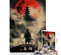 Rompecabezas para Adolescentes de 1000 Piezas Samurai Solitude Luna Roja Juguete para decoración de Pared Regalo de cumpleaños Juegos educativos Entrena tu Cerebro y Tus Manos tamaño 50x75cm