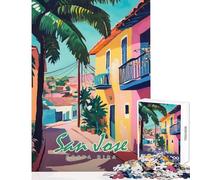 Rompecabezas para Adolescentes de 1000 Piezas San José Costa Rica Juegos Familiares de Pintura para Toda la Familia Decoración de Pared con póster y Hoja de Preguntas a Juego (38x52cm)