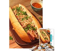 Rompecabezas para Adolescentes de 1000 Piezas Sándwich Banh Mi con Salsa Juegos relajantes Juguetes educativos Regalos de Amigo Invisible Corte de precisión (tamaño 50x75cm)
