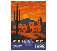 Rompecabezas para Adolescentes De 1000 Piezas Santa Fe New Mexico Travel Poster Rompecabezas Juguetes Antiestrés Mejora La Memoria Oferta como Regalo para Toda La Familia 70x50cm/1000pcs