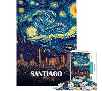 Rompecabezas para Adolescentes de 1000 Piezas Santiago de Chile Noche Estrellada Arte Rompecabezas para Adultos Juegos relajantes Ensamblaje de Patrones cumpleaños (38x52cm)