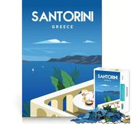Rompecabezas para Adolescentes de 1000 Piezas Santorini Grecia Diseño de Corte preciso Diversión para Resolver Problemas Relájate y diviértete Tiempo de diversión Arte navideño para exhibir (50x75cm)