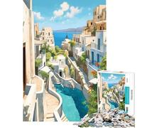 Rompecabezas para Adolescentes de 1000 Piezas Santorini Grecia Juegos relajantes para Viajar Juguete Intelectual Regalos para Hombres y Mujeres Una Obra de Arte (tamaño 38x26cm)