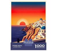 Rompecabezas para Adolescentes De 1000 Piezas Santorini Greece Sunset Travel Rompecabezas para Adultos Juego De Ingenio Alivia El Estrés Ayuda A Ejercitar El Cerebro 70x50cm/1000pcs