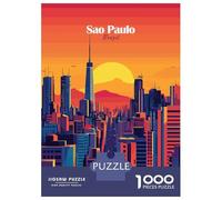 Rompecabezas para Adolescentes De 1000 Piezas Sao Paulo Skyline Sunset Rompecabezas para Adultos Juegos Divertidos Una Obra De Arte Cumpleaños Y Navidad 70x50cm/1000pcs