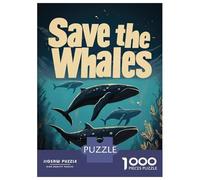 Rompecabezas para Adolescentes De 1000 Piezas Save The Whales Rompecabezas para Adultos Juego De Ingenio Decoración De Pared Regalos para Reducir El Estrés 38x26cm/1000pcs