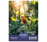 Rompecabezas para Adolescentes De 1000 Piezas Scarlet Macaw in Lush Jungle Setting Rompecabezas para Adultos Juguetes Antiestrés Regalo De Cumpleaños Cumpleaños 52x38cm/1000pcs