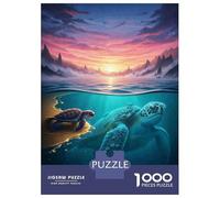 Rompecabezas para Adolescentes De 1000 Piezas Sea Turtles Sunset Rompecabezas para Adolescentes Juegos Relajantes para La Diversión Familiar Juego Desafiante Regalos 38x26cm/1000pcs