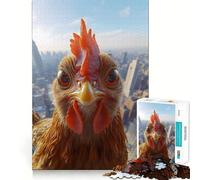 Rompecabezas para Adolescentes de 1000 Piezas Selfie de Pollo en la Ciudad,Bordes impecables,Juego Divertido para Pensar,Momento Acogedor,decoración navideña (38x26cm)