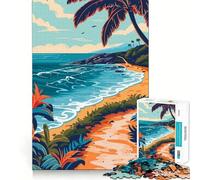 Rompecabezas para Adolescentes de 1000 Piezas Sendero de Playa Tropical, Corte preciso, diversión, resolución de Problemas, diversión, relajación, Tiempo de diversión, decoración navideña (38x52cm)