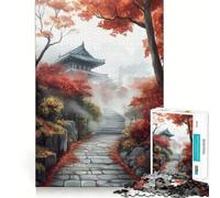 Rompecabezas para Adolescentes de 1000 Piezas,Sendero del Templo de otoño,uniones Suaves,Juguete Divertido para desarrollar el Cerebro,Juego Relajante,Regalo Divertido para cumpleaños (38x26cm)