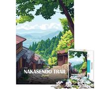 Rompecabezas para Adolescentes de 1000 Piezas Sendero Nakasendo Paisaje japonés Arte Juego desafiante Juguetes Juego Familiar Mejora la Memoria Regalos de Amigo Invisible (tamaño 50x75cm)