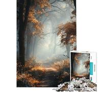 Rompecabezas para adolescentes de 1000 piezas Sendero otoñal en un bosque con luz brumosa Rompecabezas prácticos para adolescentes Ideales para pasar el tiempo en casa durante las vacaciones (50x75cm)
