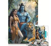 Rompecabezas para Adolescentes de 1000 Piezas Señor Shiva y Shakti Divina Juego Educativo decoración Lista de Deseos con Papá Noel 38x26cm