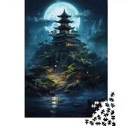 Rompecabezas para Adolescentes De 1000 Piezas Serene Asian Temple Night Scene Rompecabezas para Adultos Juegos Relajantes Regalos De Cumpleaños para Amigos Y Familiares 38x26cm/1000pcs