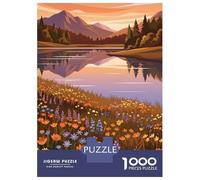 Rompecabezas para Adolescentes De 1000 Piezas Serene Mountain Lake at Sunset Rompecabezas Juguetes DIY Alivia El Estrés Interacción Entre Padres E Hijos 38x26cm/1000pcs