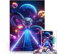 Rompecabezas para Adolescentes de 1000 Piezas Serpiente Cósmica Serpiente Espacio Planetas Juego de ingenio Ideas de Regalos 38x26cm