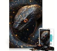 Rompecabezas para Adolescentes de 1000 Piezas Serpiente Negra con Polvo Dorado,diseño de Bordes precisos,Juego de concentración,Regalo Ideal para Momentos de Relax,diseño navideño 50x75cm