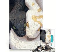 Rompecabezas para Adolescentes de 1000 Piezas,Serpientes Blancas y Negras,Encaje, Arte,Juego cognitivo,Regalo,Juego Lento, (38x52cm)