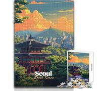 Rompecabezas para Adolescentes de 1000 Piezas, Seúl, Corea del Sur Ilustración Juego Educativo Regalos para Mujeres Regalos de cumpleaños Tamaño 38x26cm