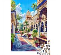 Rompecabezas para Adolescentes De 1000 Piezas Seville's Royal Alcazar Palace Courtyard Rompecabezas para Adultos Juego De Ingenio Decoración De Pared Regalos para Reducir El Estrés 70x50cm/1000pcs