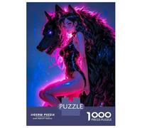 Rompecabezas para Adolescentes De 1000 Piezas Sexy Girl with Her Wolf Rompecabezas para Adultos Juguetes Antiestrés Regalo De Cumpleaños para Cumpleaños, Navidad 52x38cm/1000pcs