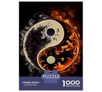 Rompecabezas para Adolescentes De 1000 Piezas Shadow Flame Yin and Yang Rompecabezas para Adultos Juguetes Antiestrés Regalo De Cumpleaños Cumpleaños 38x26cm/1000pcs
