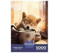 Rompecabezas para Adolescentes De 1000 Piezas Shiba Inu Coffee Puppy Dog Rompecabezas para Adultos Juguetes Antiestrés Regalo De Cumpleaños Cumpleaños 70x50cm/1000pcs