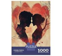 Rompecabezas para Adolescentes De 1000 Piezas Silhouette Couple in Heart Rompecabezas para Adultos Juego Práctico Una Obra De Arte Cumpleaños 38x26cm/1000pcs