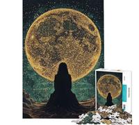 Rompecabezas para Adolescentes de 1000 Piezas Silueta bajo una Luna Gigante Rompecabezas para Adultos Juego de ingenio Ideal para Pasar el Tiempo en casa cumpleaños y Navidad